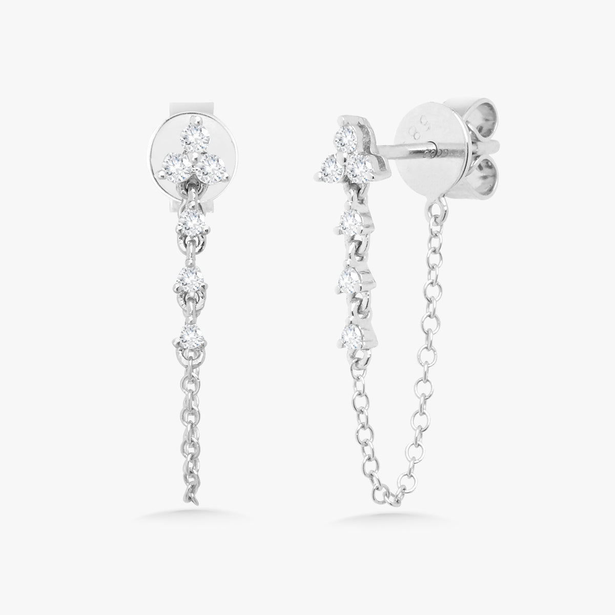 Trilogy Chain Diamond Stud Earrings