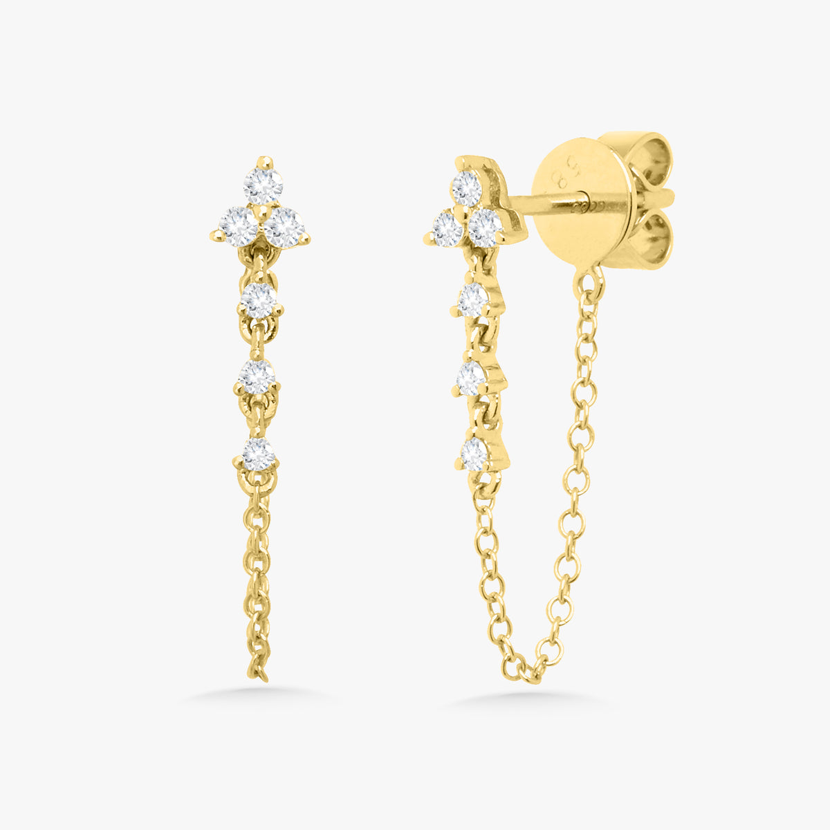 Trilogy Chain Diamond Stud Earrings