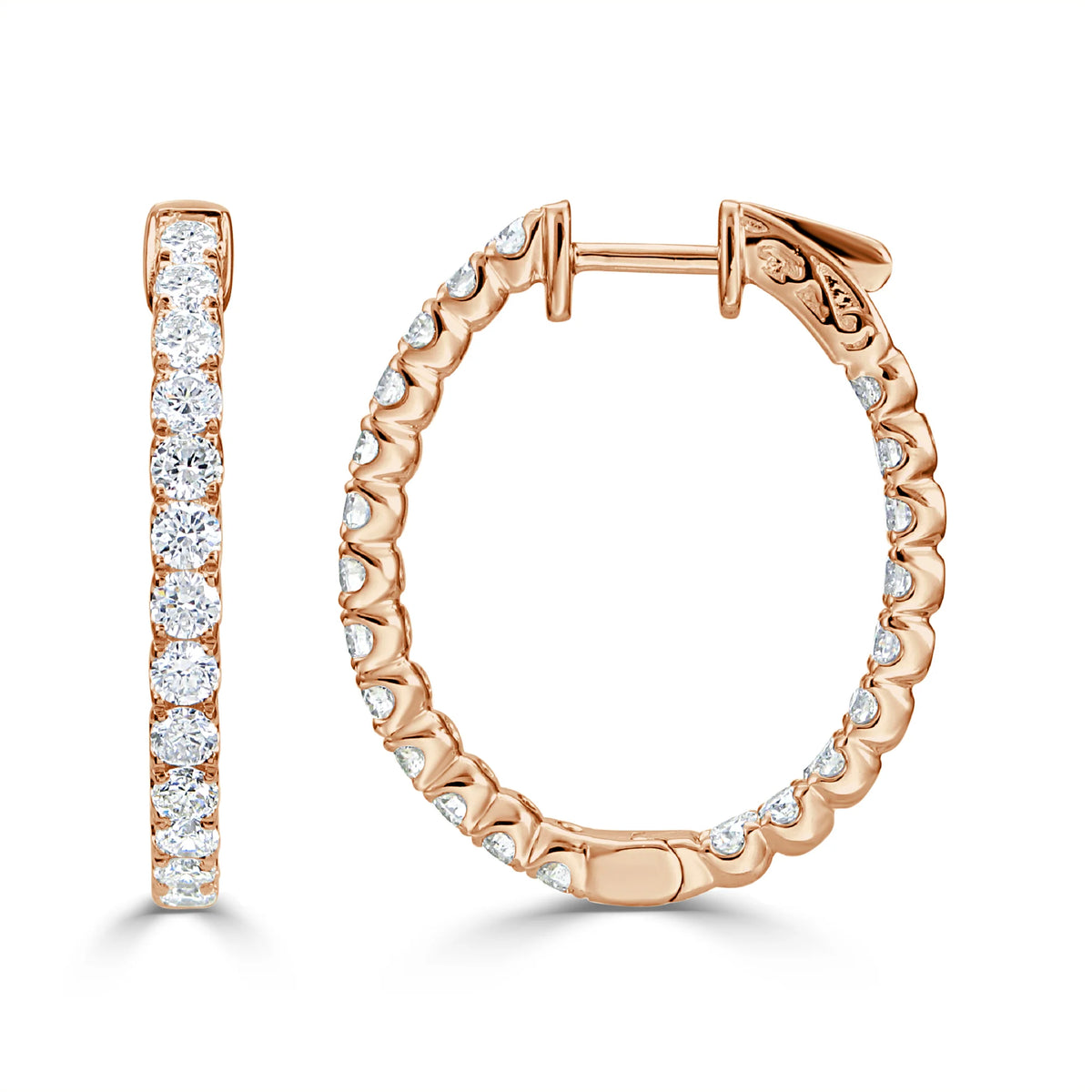 Deb Double Sided Diamond Oval Hoop Earrings 2.50 ctw
