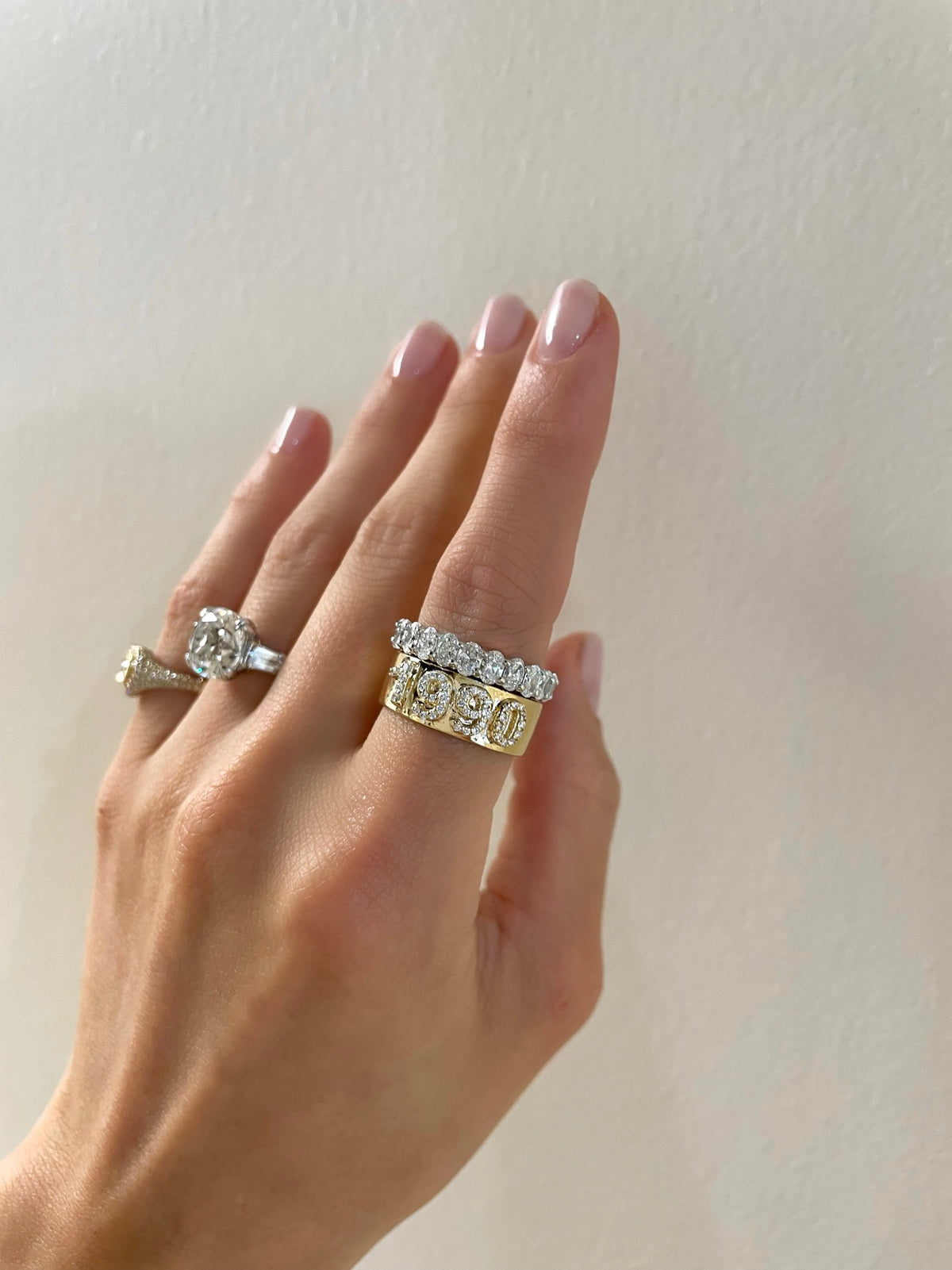 Custom 3D Diamond Solid Gold Cigar Band