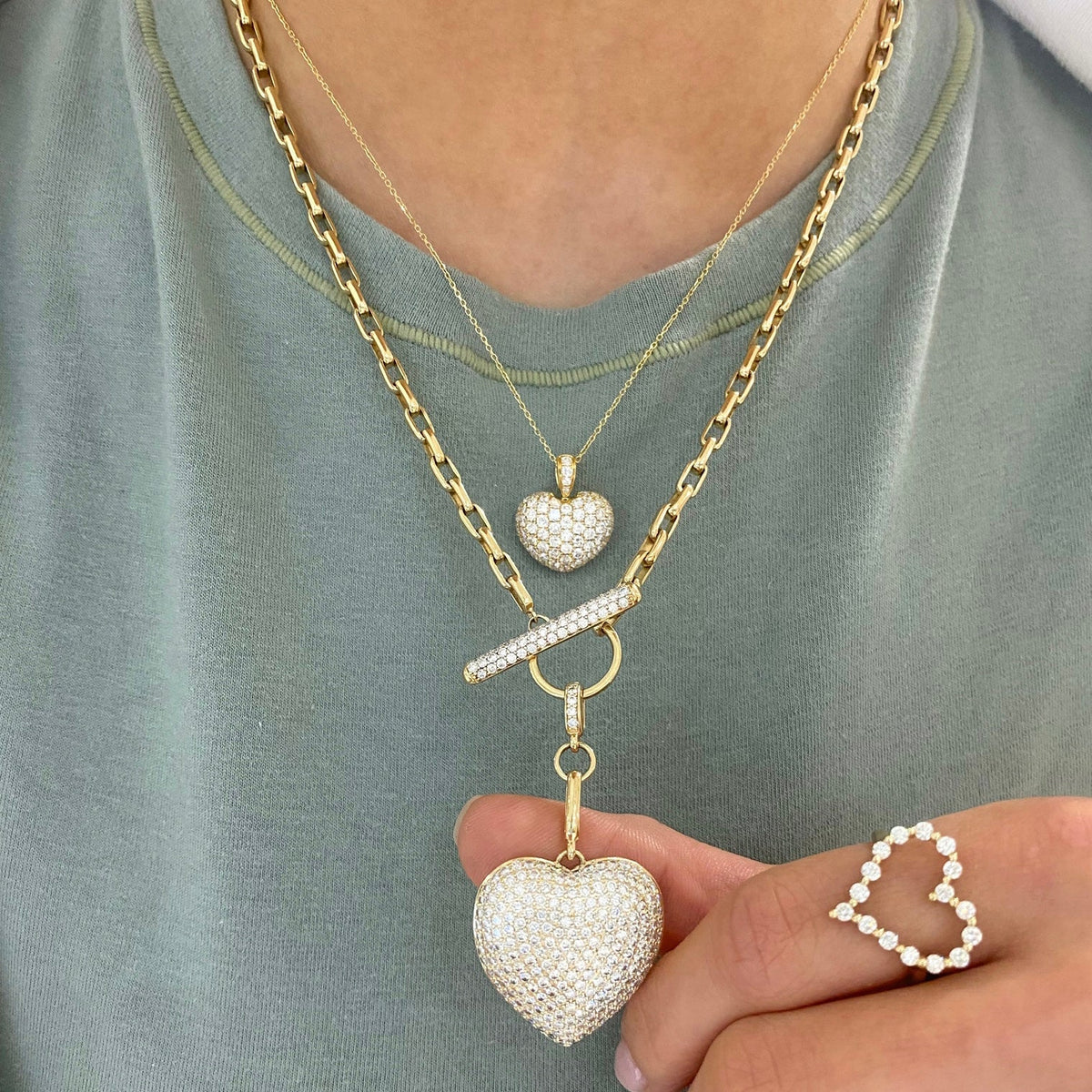 Hilton Pave Diamond Heart Charm