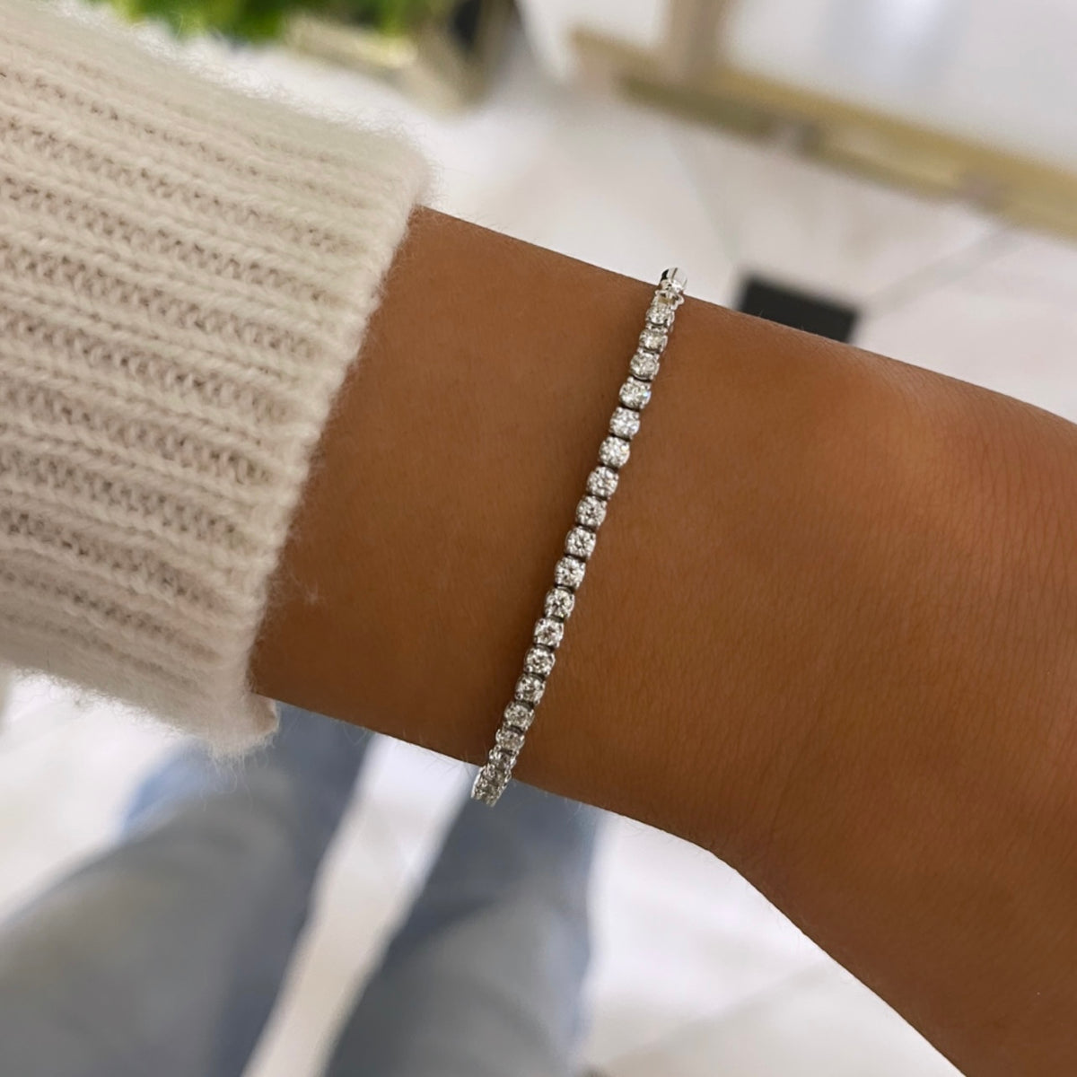 Ximena Halfway Diamond Tennis Bracelet with Lobster Closure 1.00 ctw