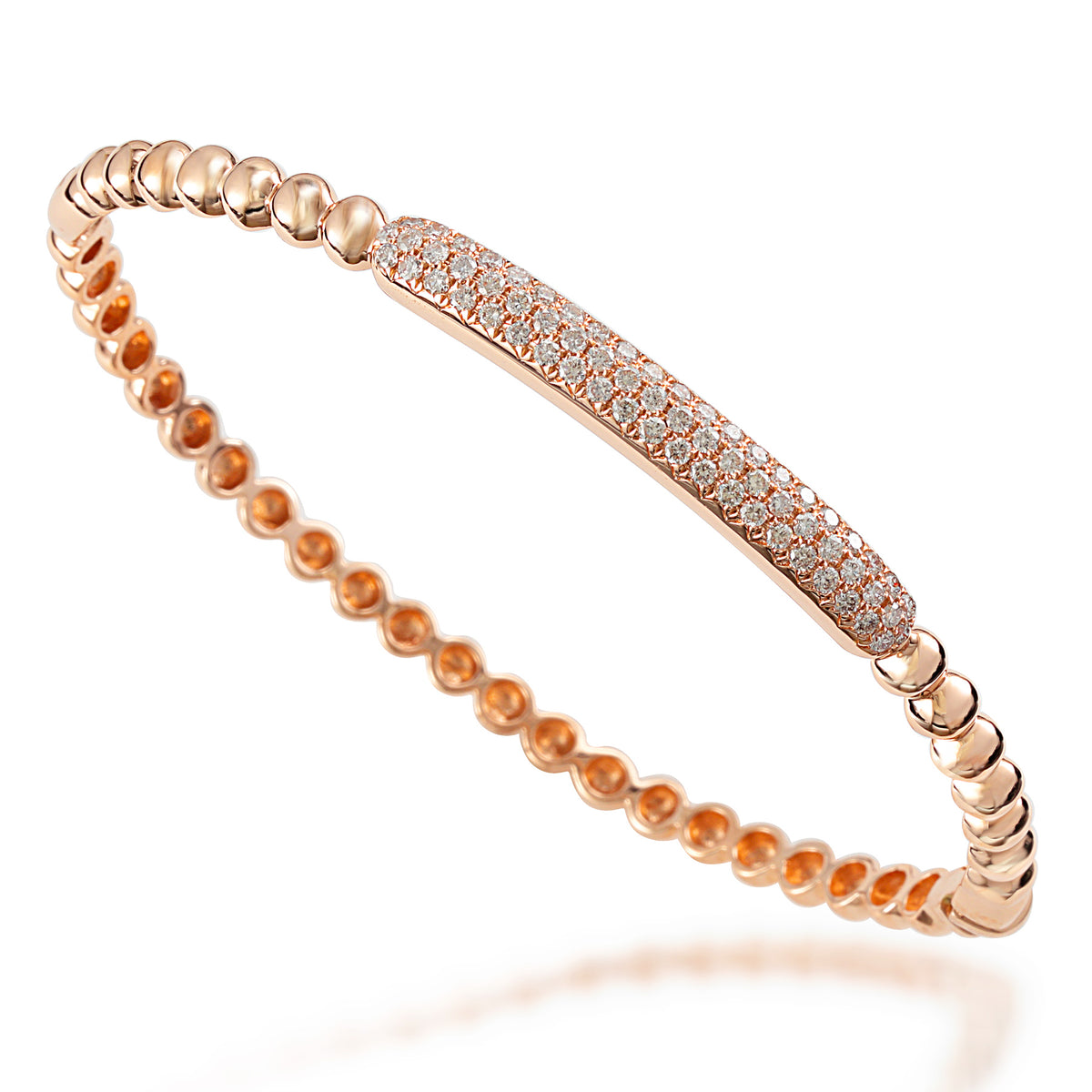 Harlow Beaded Bangle w/ Diamond Pave Bar Bangle Bracelet