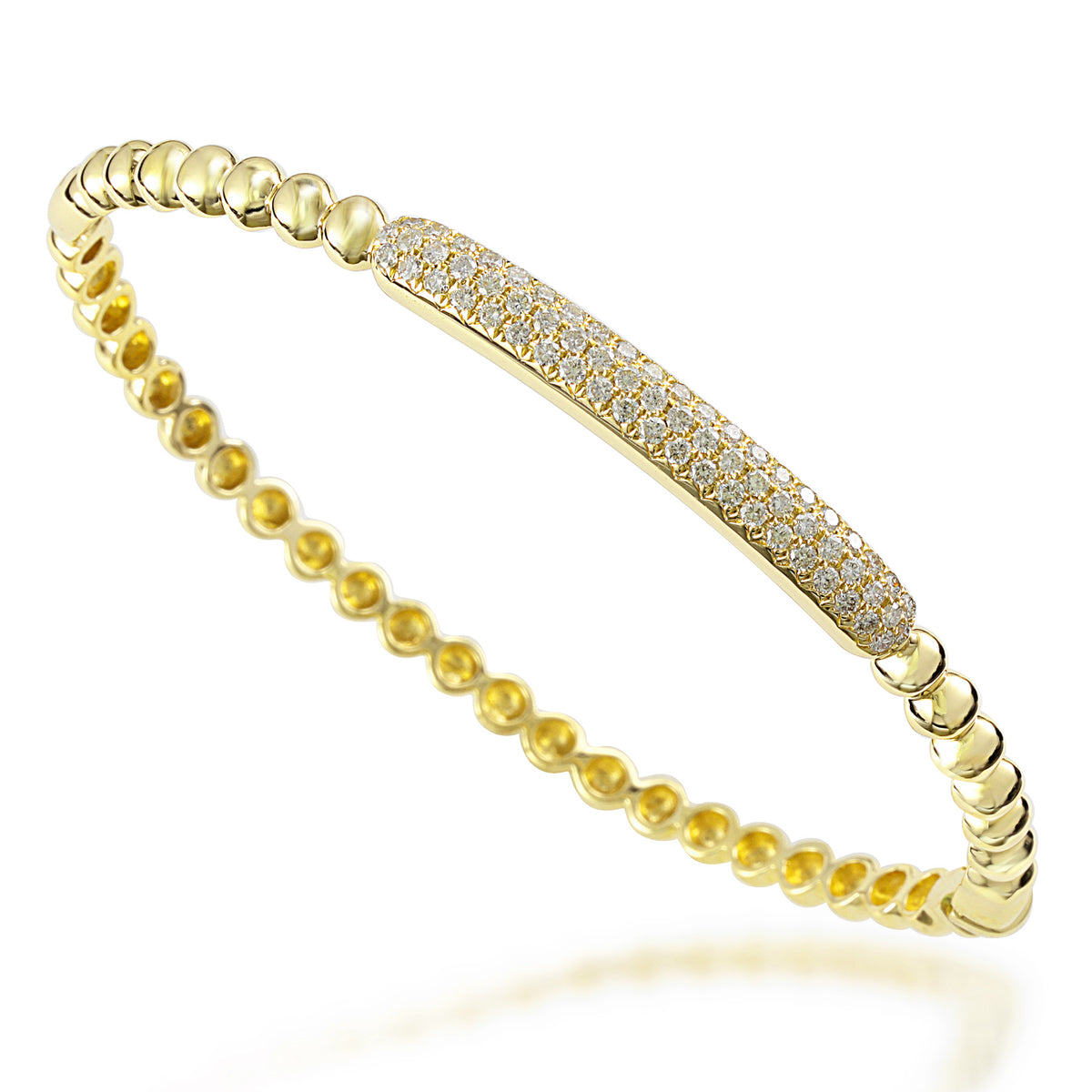 Harlow Beaded Bangle w/ Diamond Pave Bar Bangle Bracelet