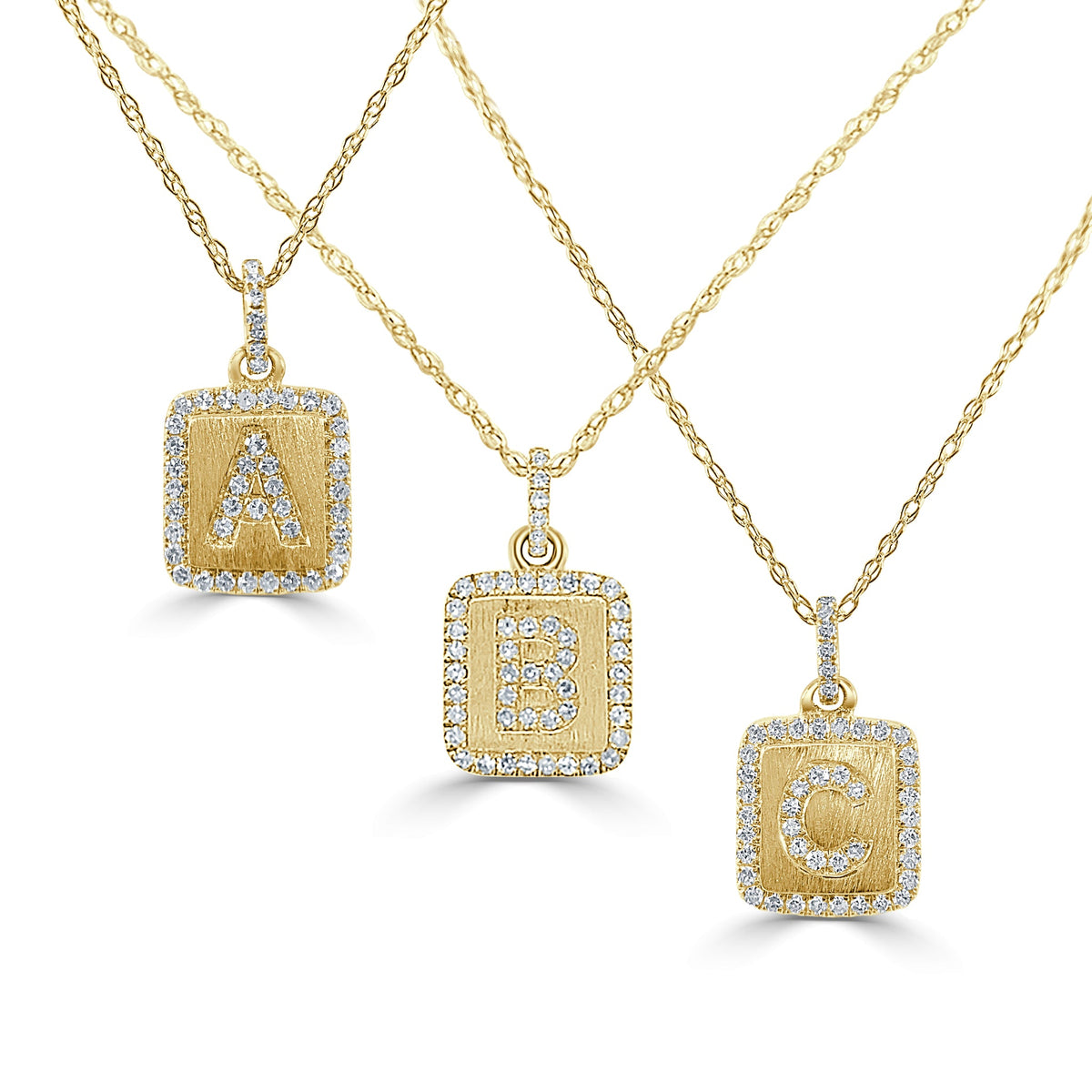 Dainty Diamond Initial Plate Necklace