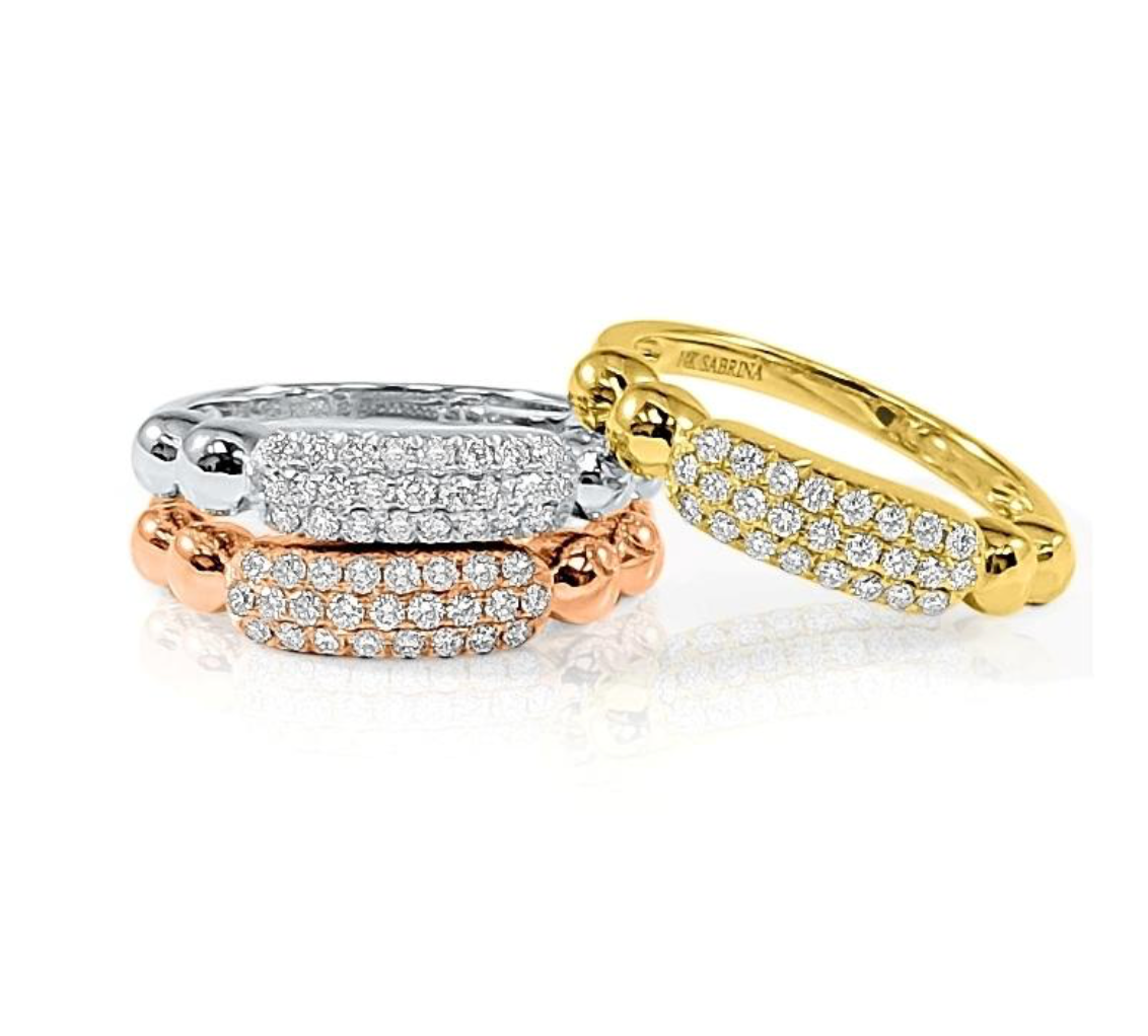 Daphne Diamond Pave Bar Beaded Band