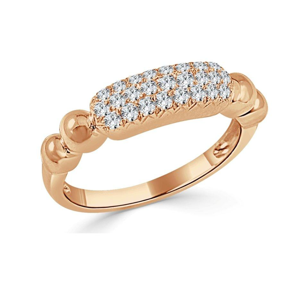 Daphne Diamond Pave Bar Beaded Band rg