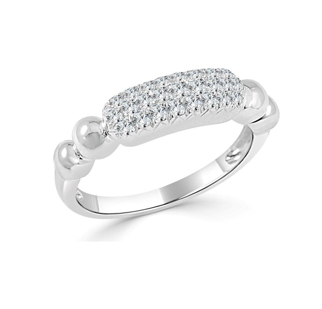 Daphne Diamond Pave Bar Beaded Band