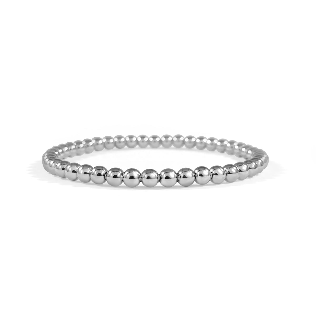 Blaire Beaded Stretch Bracelet (4mm) White Gold