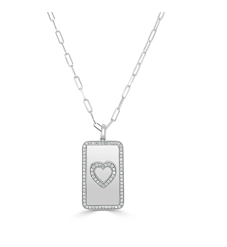 Lock & Keep Diamond Heart Pendant on Paperclip Chain Necklace