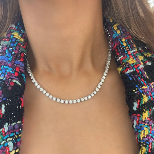 Milgrain Tennis Necklace 12.61 ctw