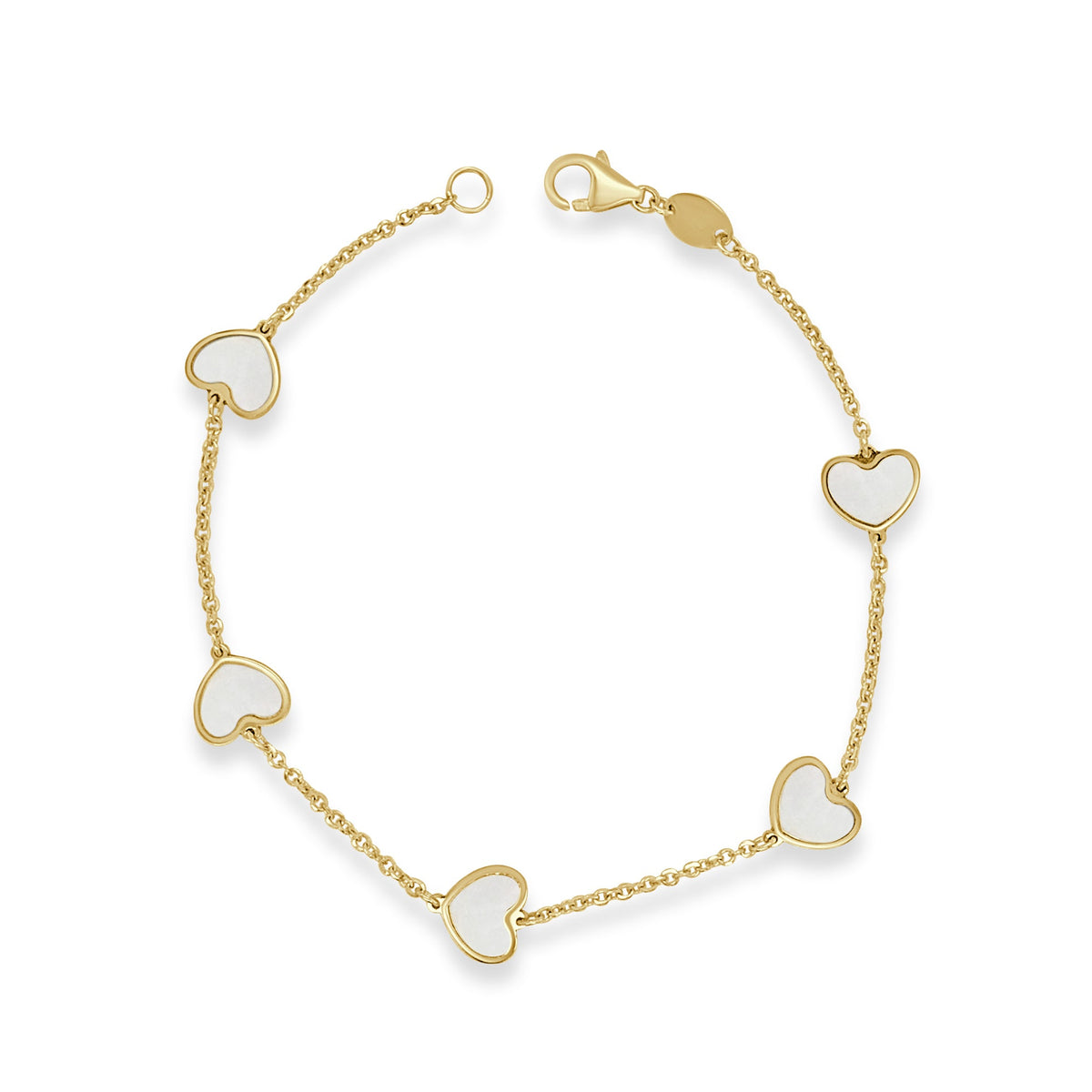 Mother of Pearl Heart Station Bracelet