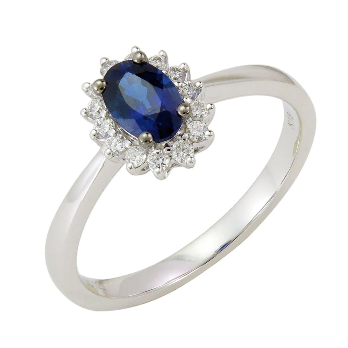 Oval Gemstone with Diamond Flower Halo Ring
