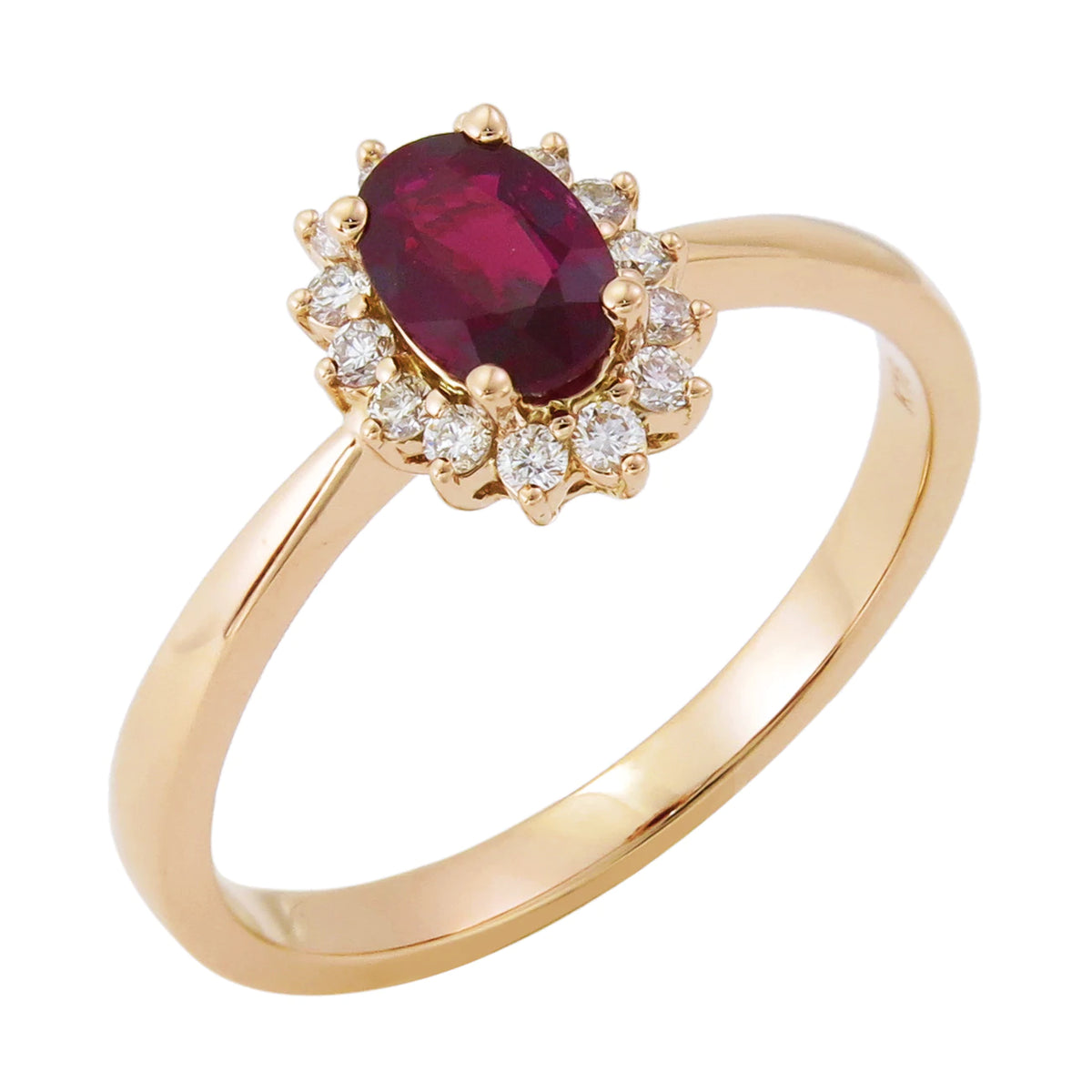 Oval Gemstone with Diamond Flower Halo Ring