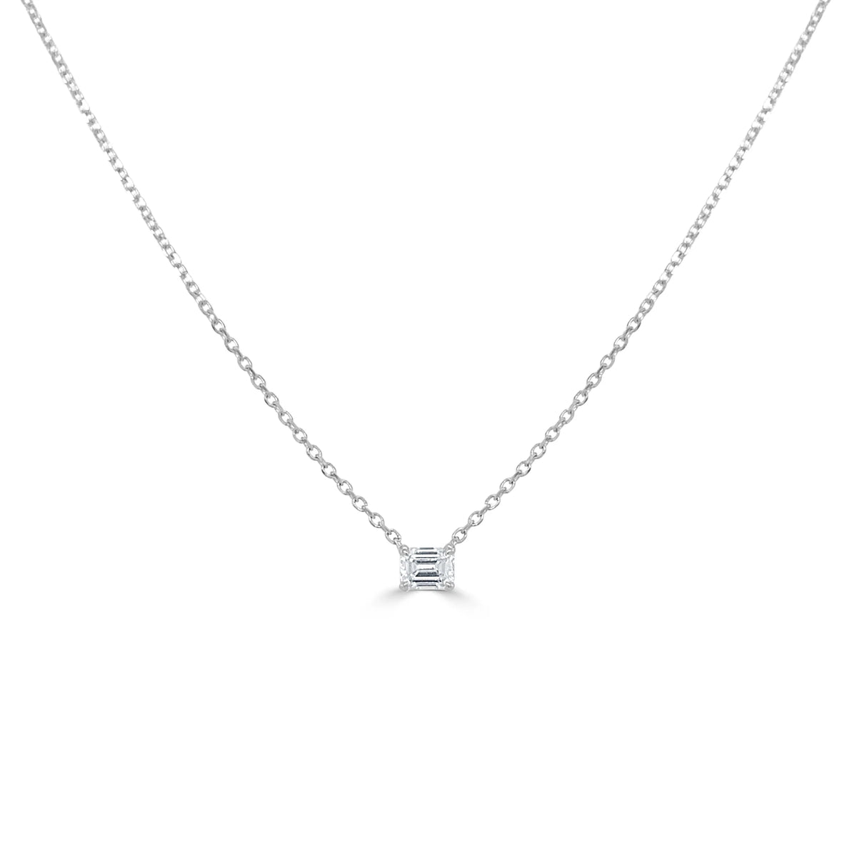 Easton Emerald Cut Dainty Diamond Necklace