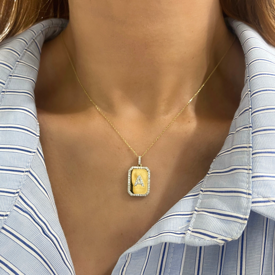 Initial Dog Tag Charm