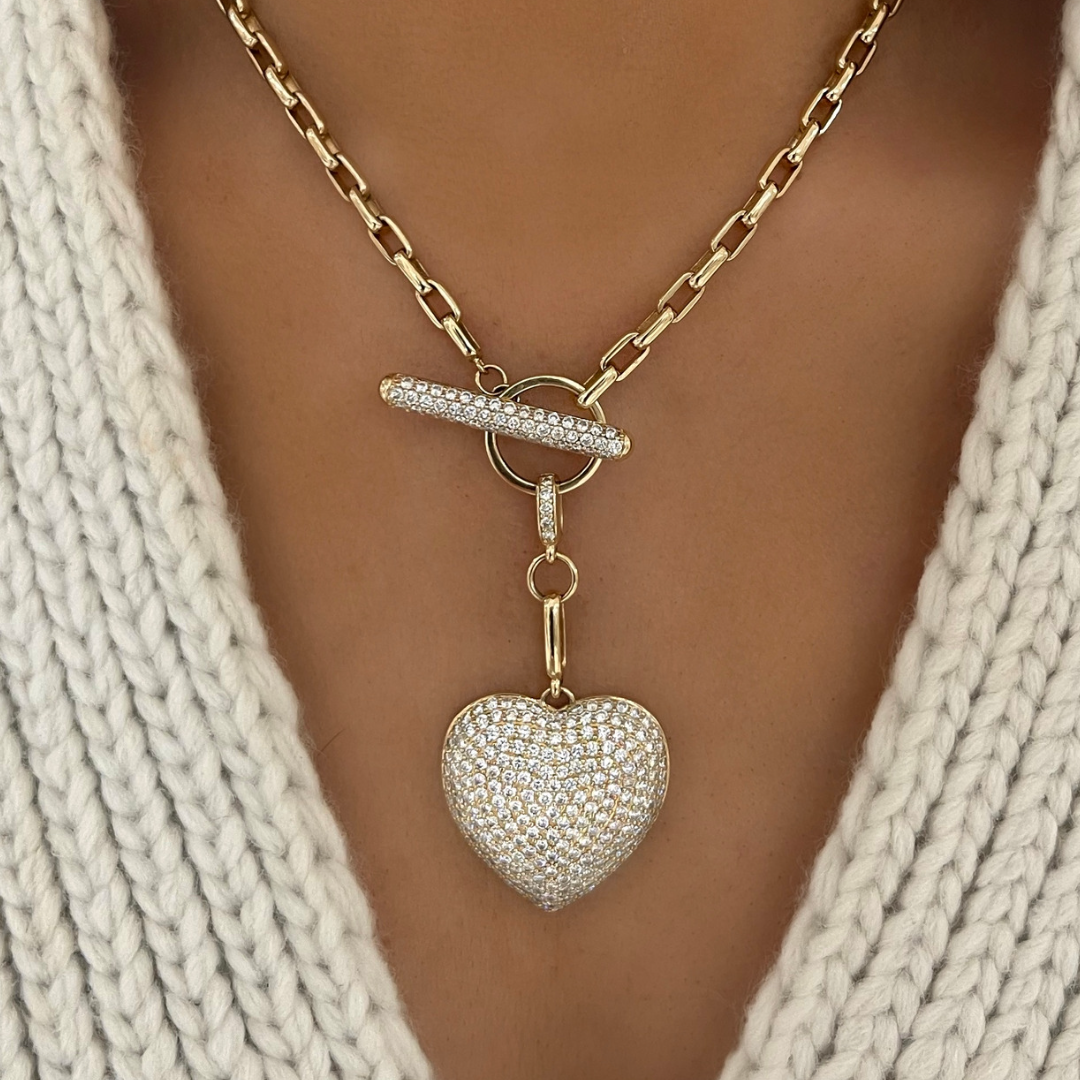 Diamond heart toggle necklace deals