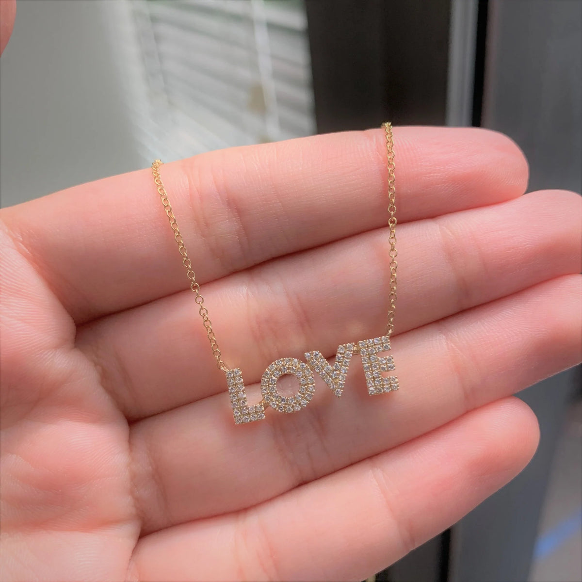 "LOVE" Block Letter Diamond Necklace