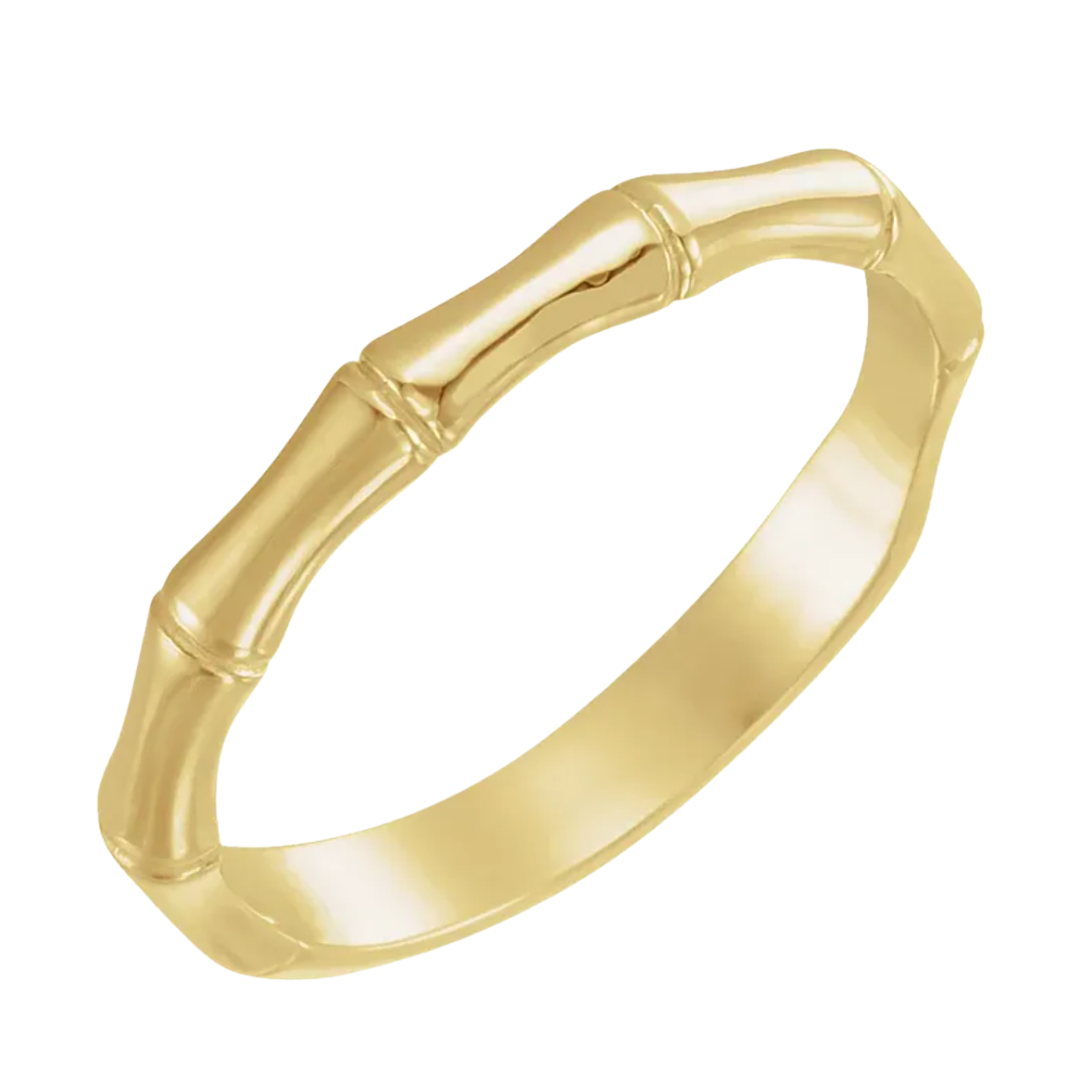14k Yellow Gold Bamboo Stacking Ring