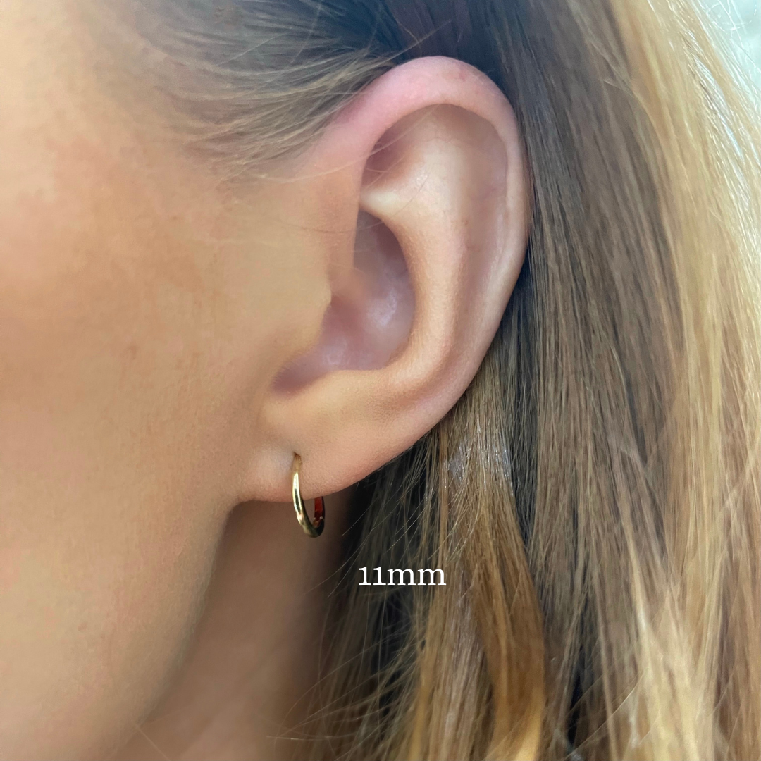 14k Gold Huggies 11mm Yellow Gold