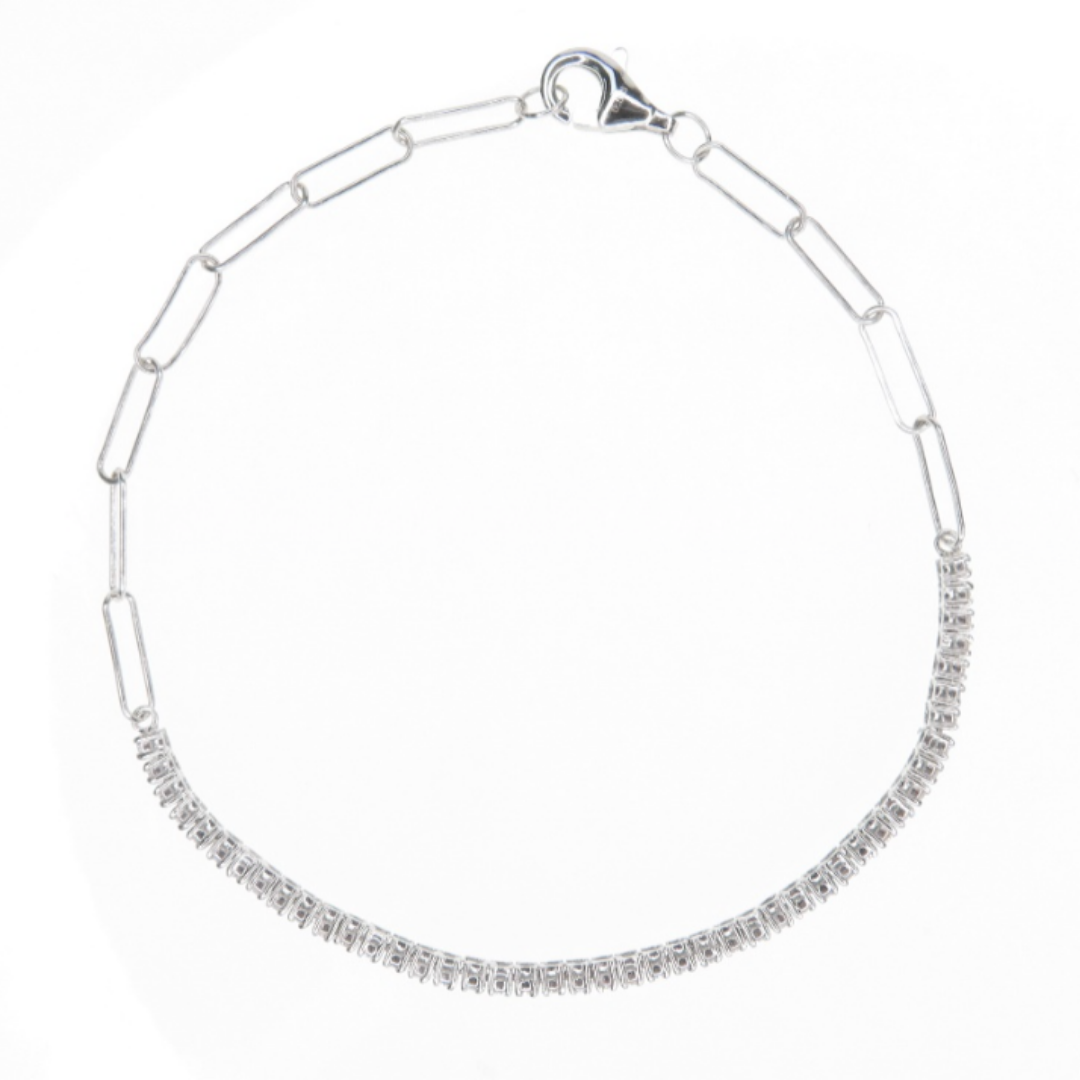 Alex Diamond Tennis Bracelet with Paperclip Closure