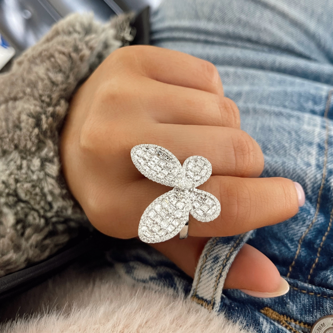 Aurelia Asscher Cut Diamond Butterfly Cocktail Ring