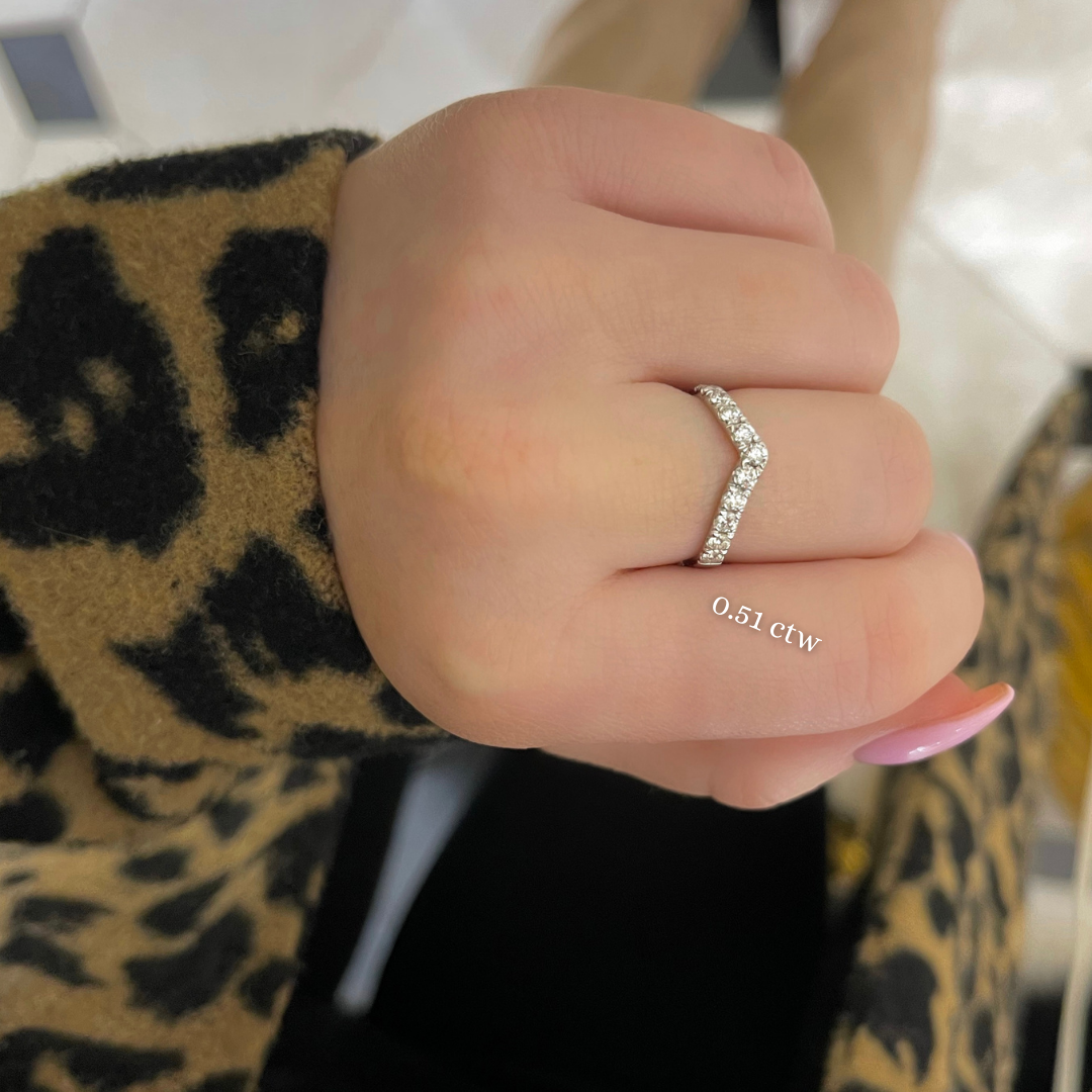 Ava Single V Diamond Band 0.51 ctw