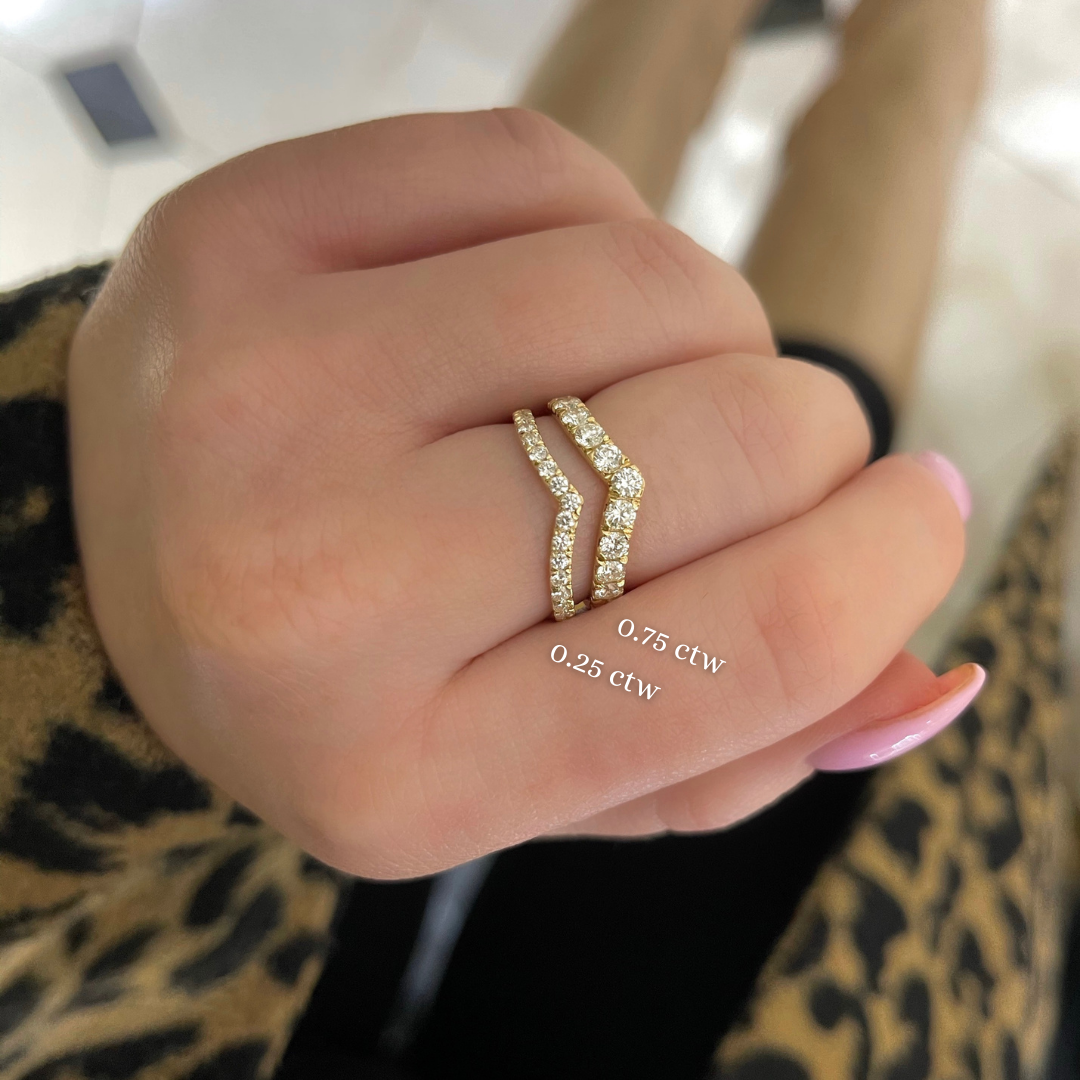 Ava Single V Diamond Band 0.75 ctw and 0.25 ctw