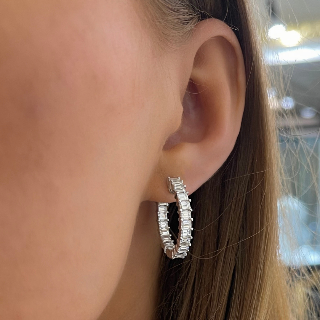 Kyle Emerald Cut Hoop Earrings