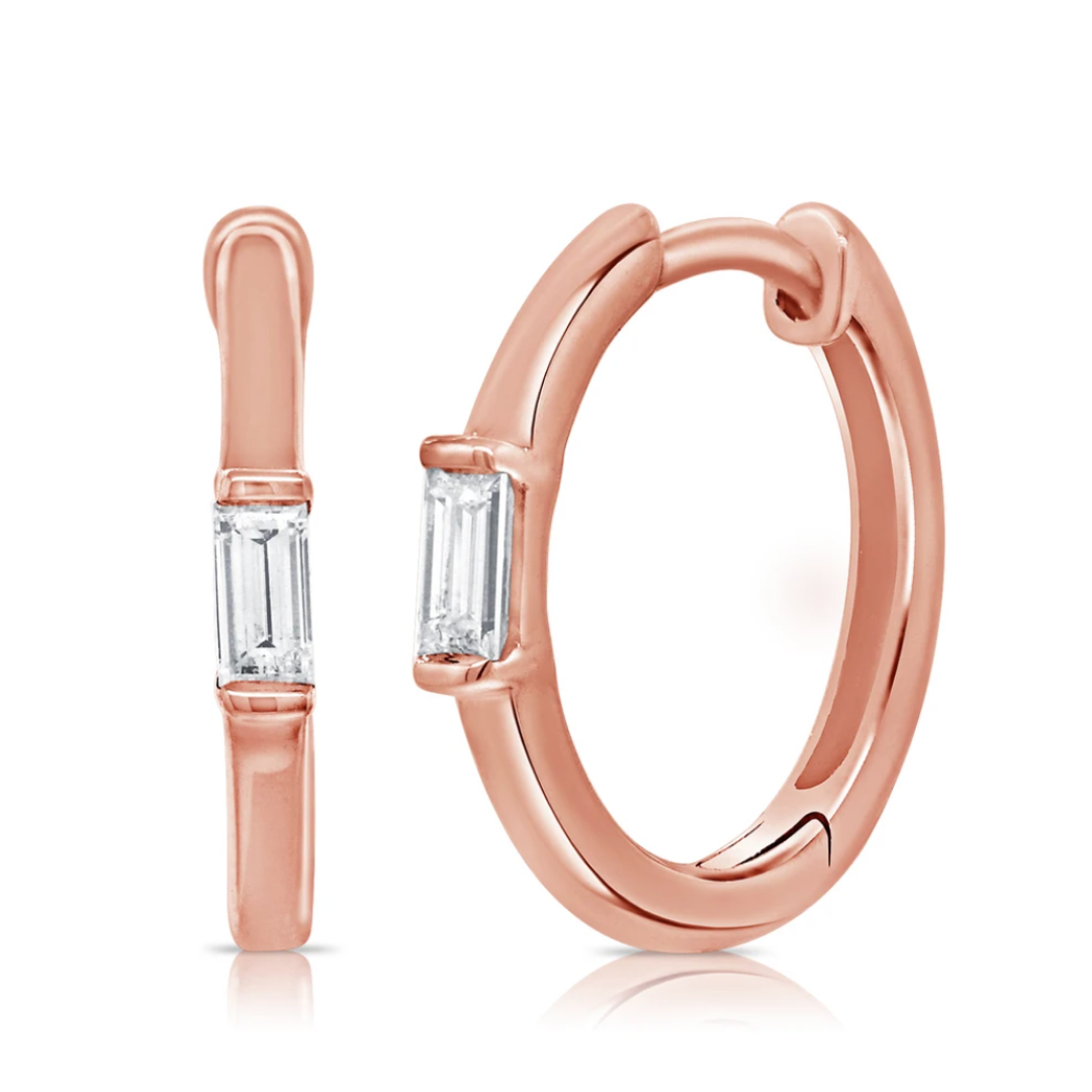 Bray Baguette Diamond Huggie Earrings