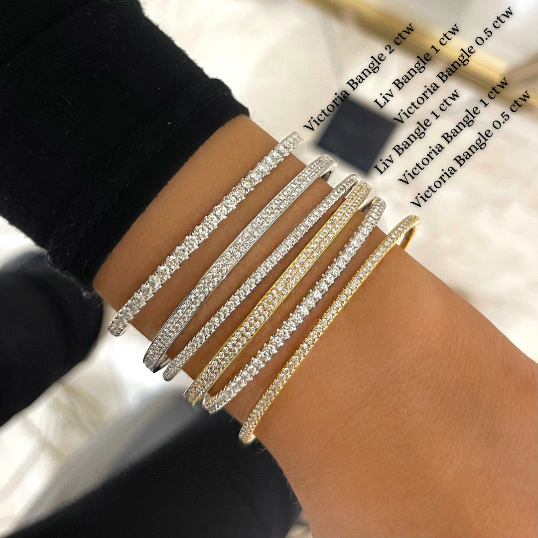Liv Two Row Diamond Bangle Bracelet 1.00 ctw