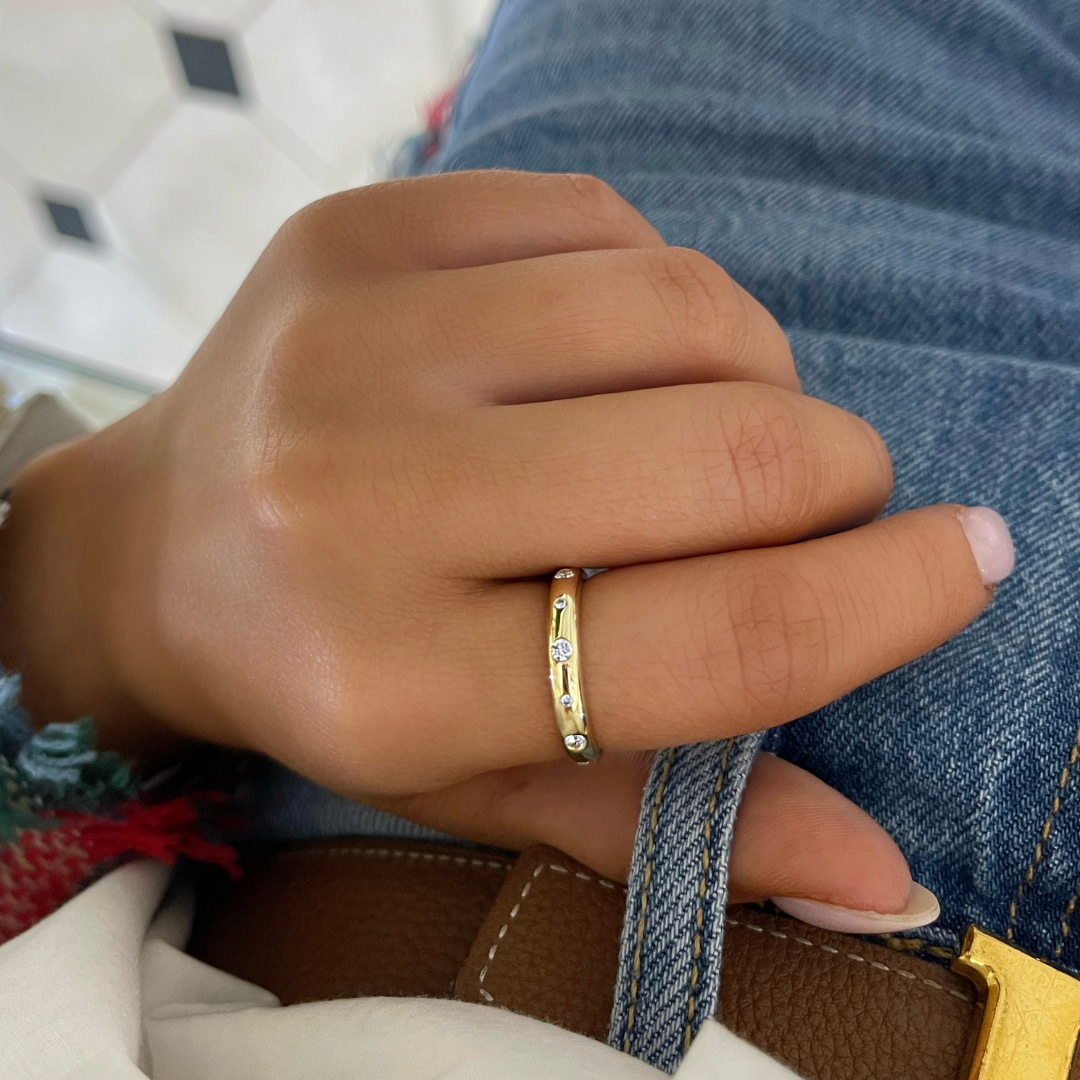 Bellatrix Gold Band with Scattered Diamonds