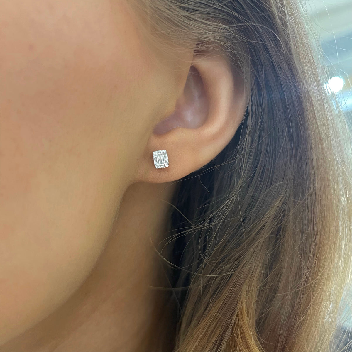 Betsy Baguette Studs on model