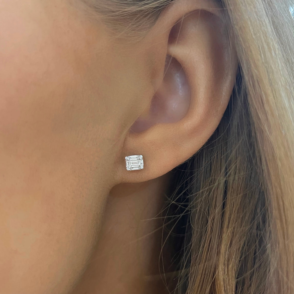 Betsy Baguette Studs on model