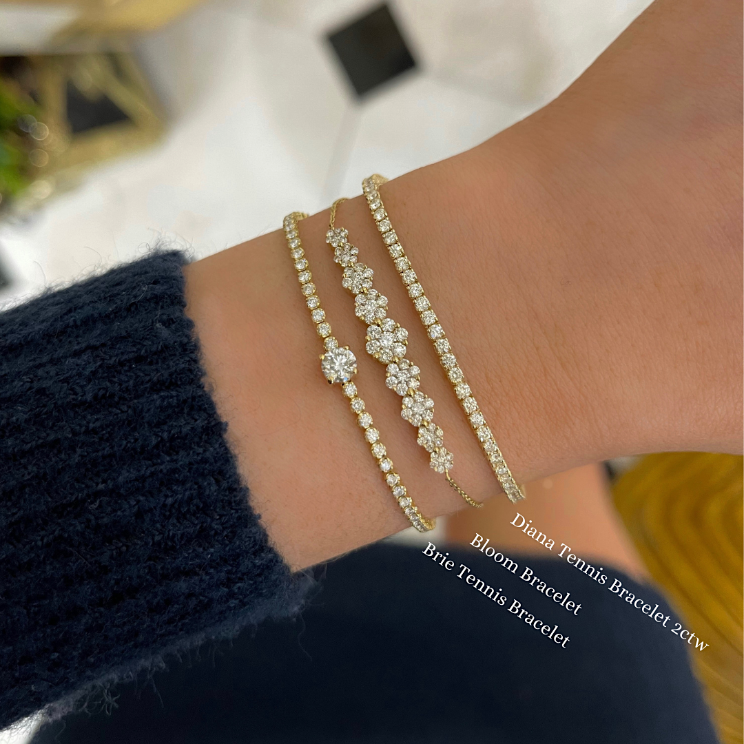 Bloom Diamond Bracelet + Brie Tennis Bracelet + Diana Tennis Bracelet