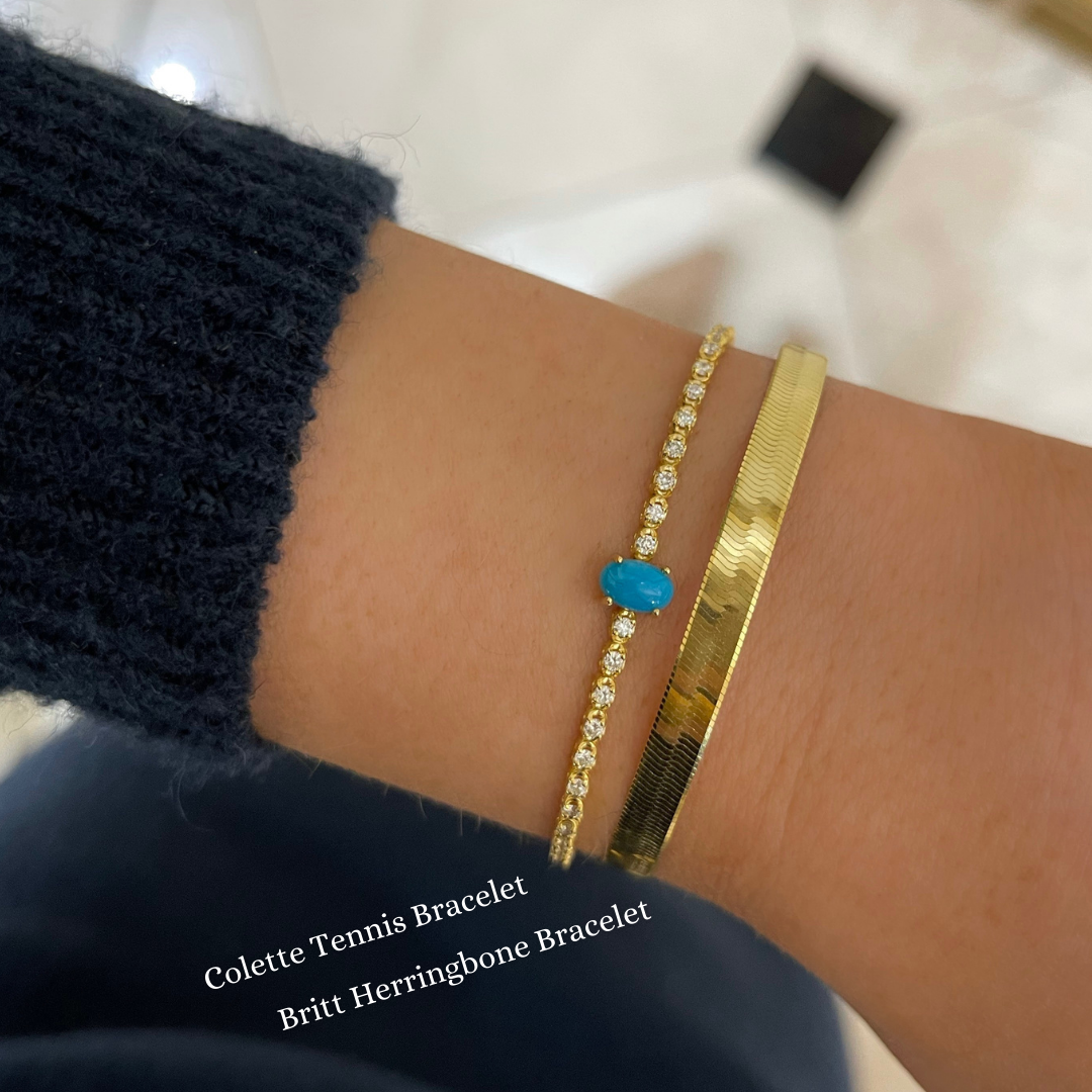 Britt Herringbone Bracelet 5mm + Colette Tennis Bracelet