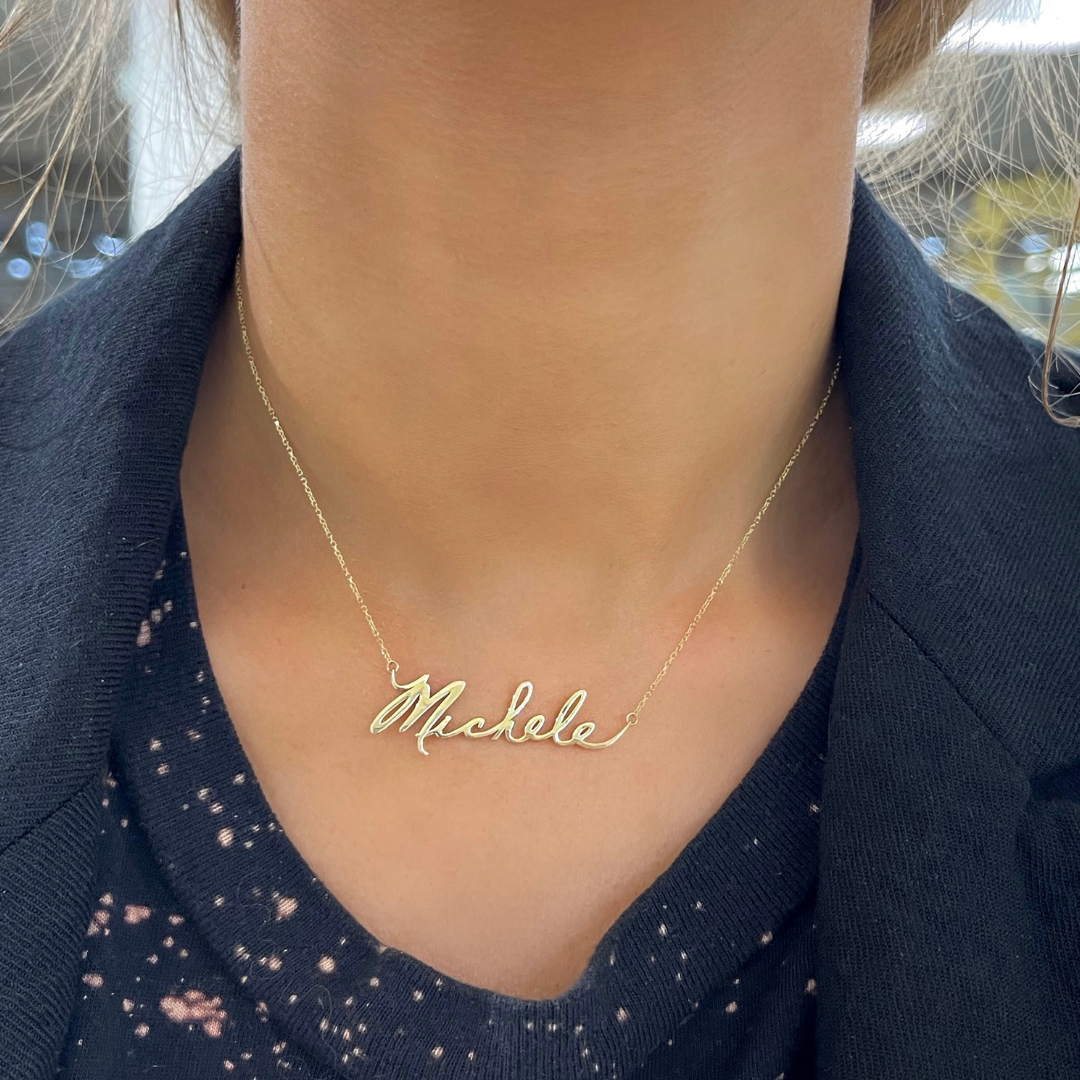 Custom Handwritten Gold Name Necklace
