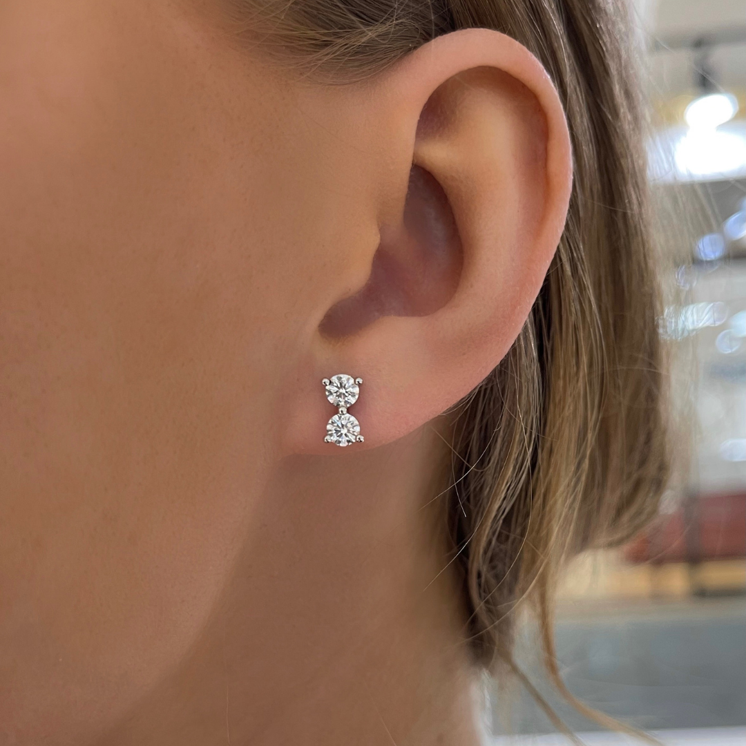 Sisk Two Stone Stud Earrings RW Fine Jewelry