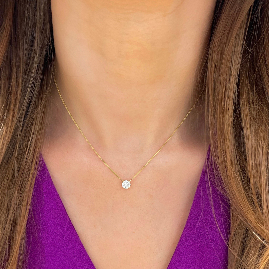 Dainty Diamond Affixed Pendant Necklace 0.50 ct RW Fine Jewelry