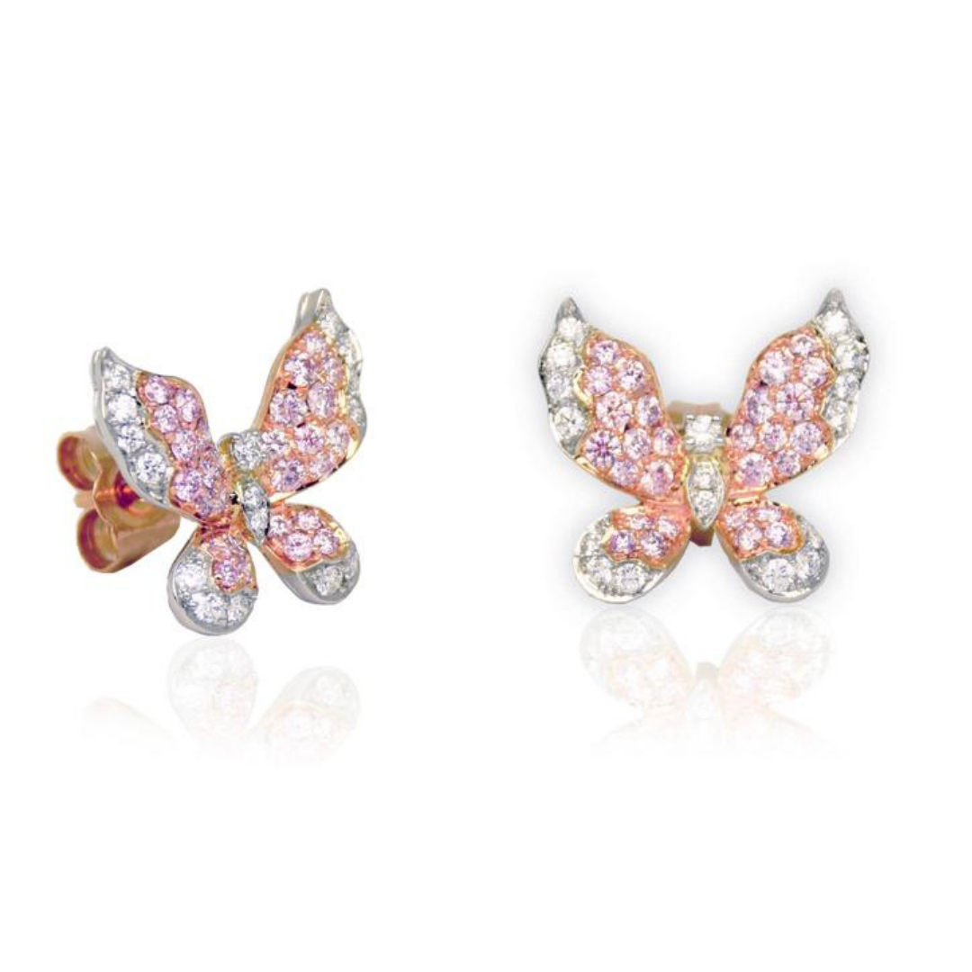 Pink diamond butterfly earrings Outlet