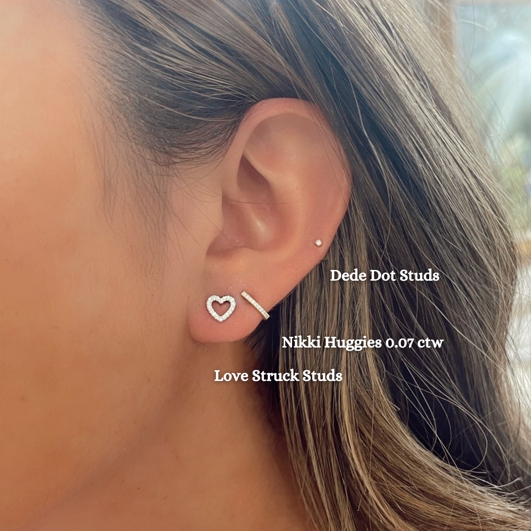 Love Struck Diamond Heart Stud Earrings