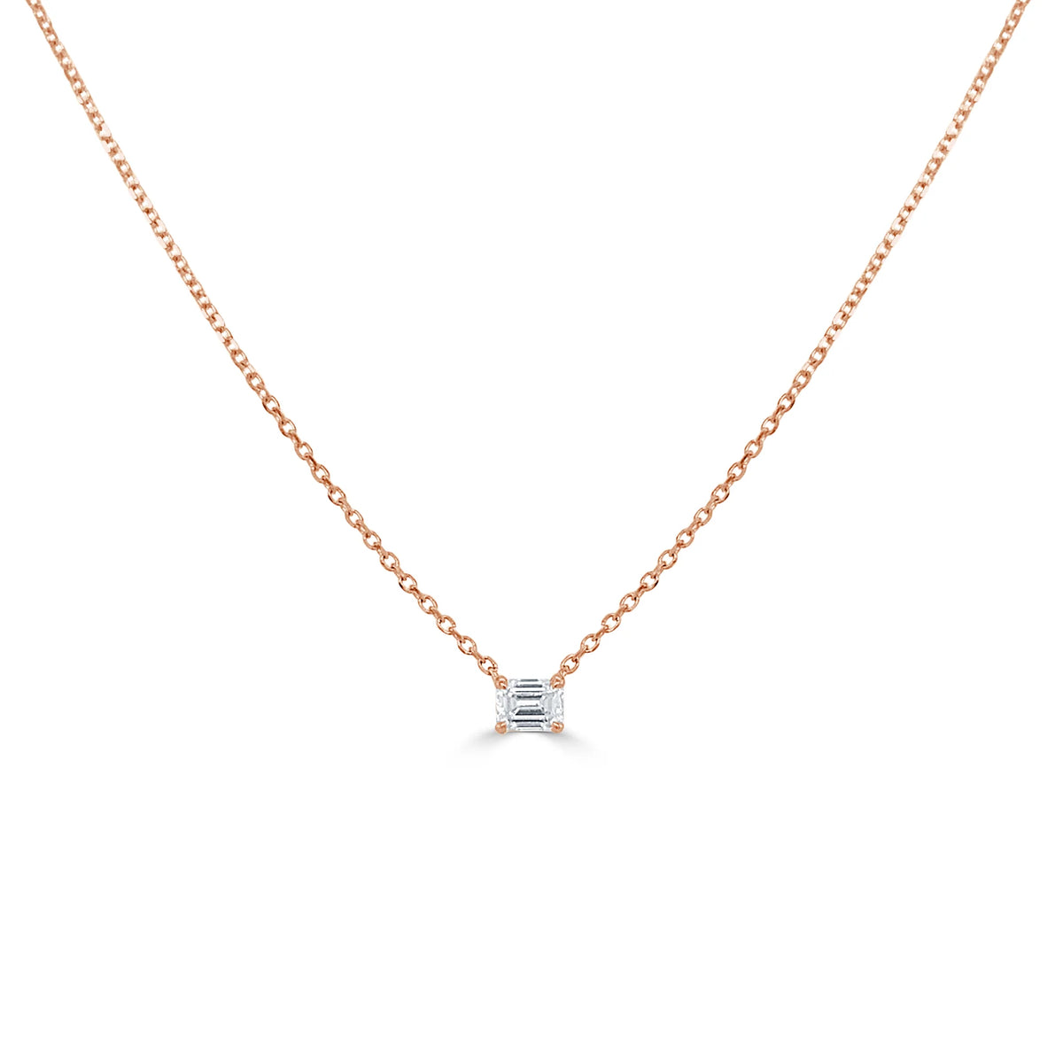 Easton Emerald Cut Dainty Diamond Necklace