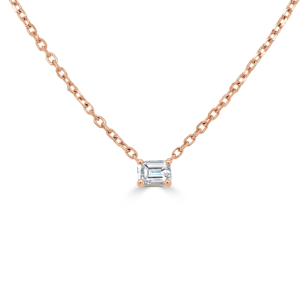 Easton Emerald Cut Dainty Diamond Necklace