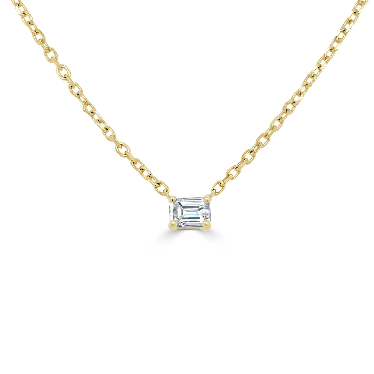 Easton Emerald Cut Dainty Diamond Necklace