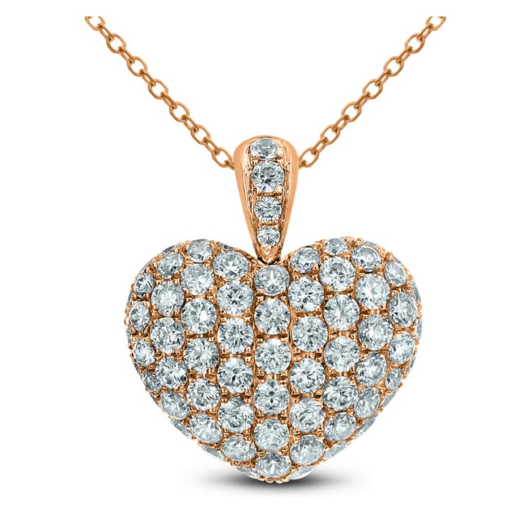 Eryn Pave Diamond Puff Heart Necklace