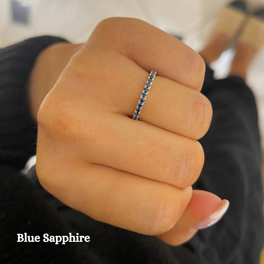 Birthstone Halfway Stacking Band Ring