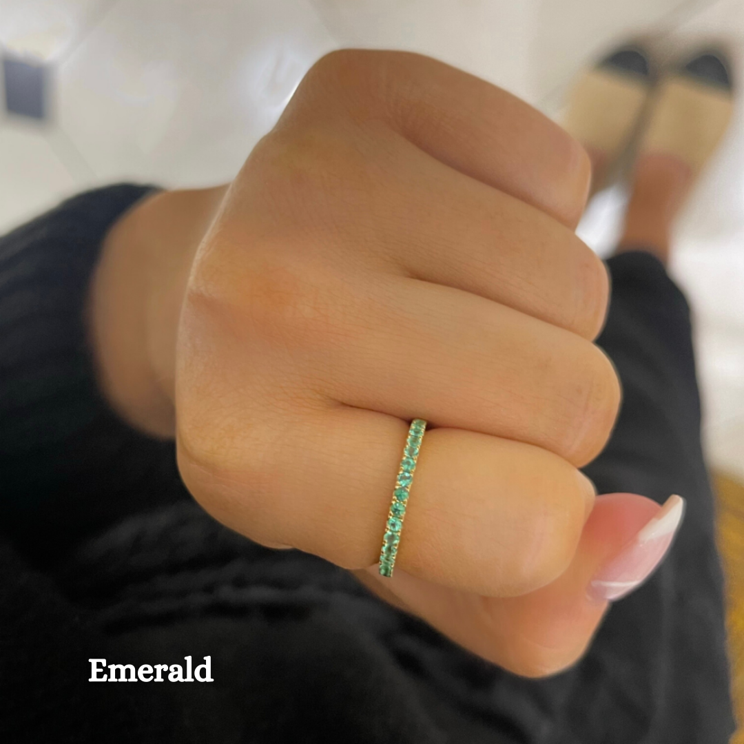 Birthstone Halfway Stacking Band Ring
