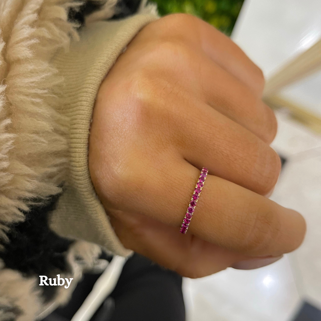 Birthstone Halfway Stacking Band Ring