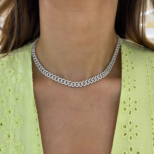 Gia Curb Link Pave Diamond Necklace