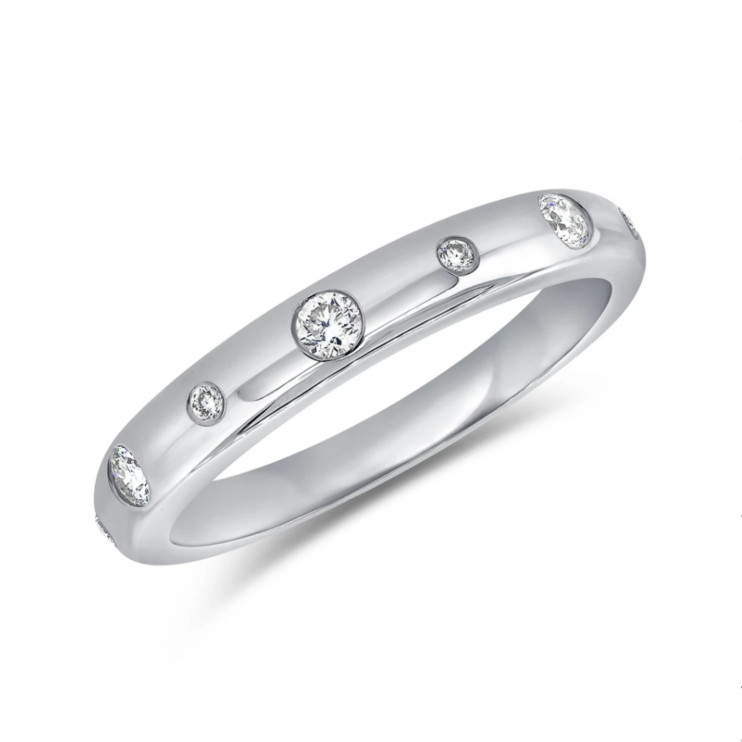 Bellatrix Gold Band with Scattered Diamonds